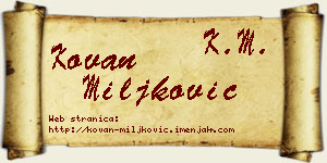 Kovan Miljković vizit kartica
